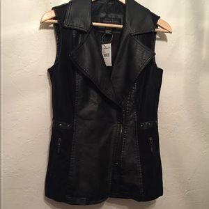 Faux leather and suede Moto Vest. Size Small